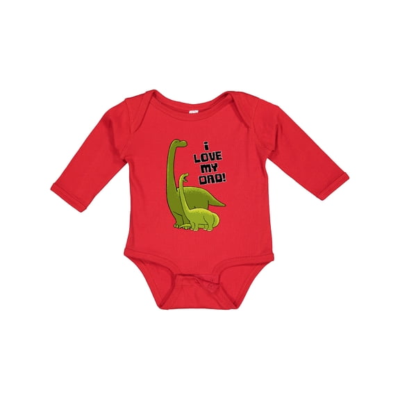 Inktastic I Love my Dad with Baby and Daddy Brontosauruses Boys or Girls Long Sleeve Baby Bodysuit