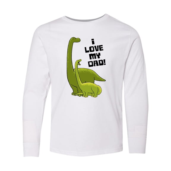 Inktastic I Love my Dad with Baby and Daddy Brontosauruses Long Sleeve Youth T-Shirt
