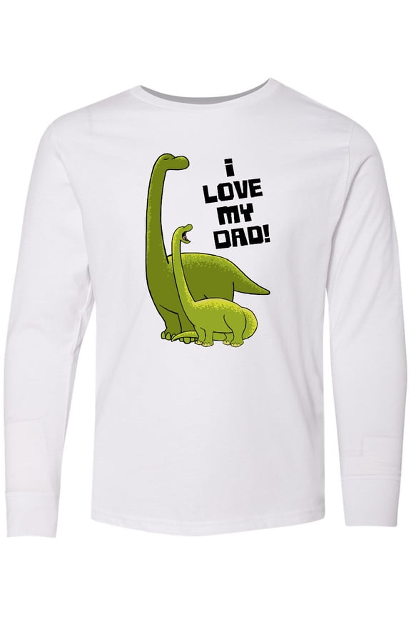I Love my Dad with Baby and Daddy Brontosauruses Long Sleeve Youth T-Shirt
