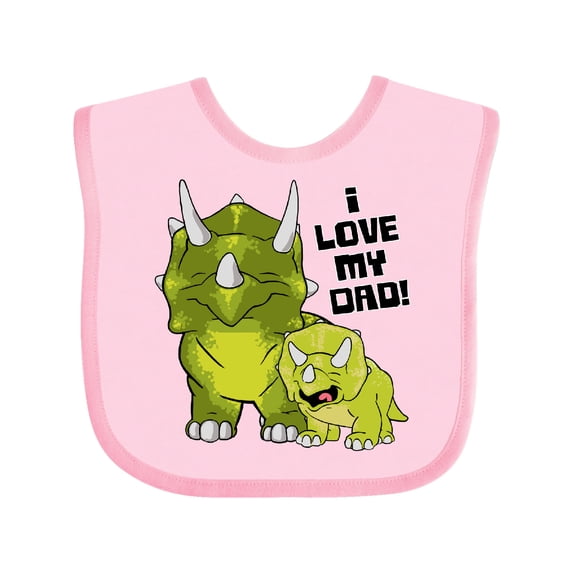 Inktastic I Love my Dad with Baby and Daddy Triceratops Boys or Girls Baby Bib