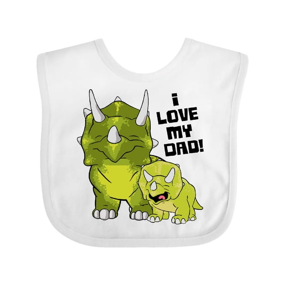 Inktastic I Love my Dad with Baby and Daddy Triceratops Boys or Girls Baby Bib