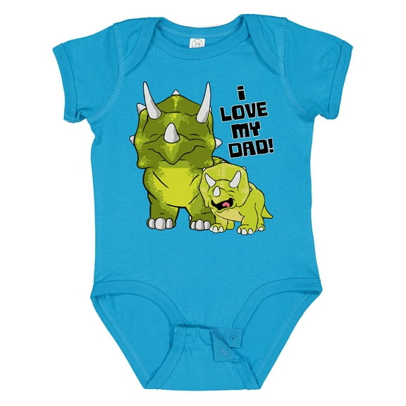 Inktastic I Love my Dad with Baby and Daddy Triceratops Boys or Girls Baby Bodysuit