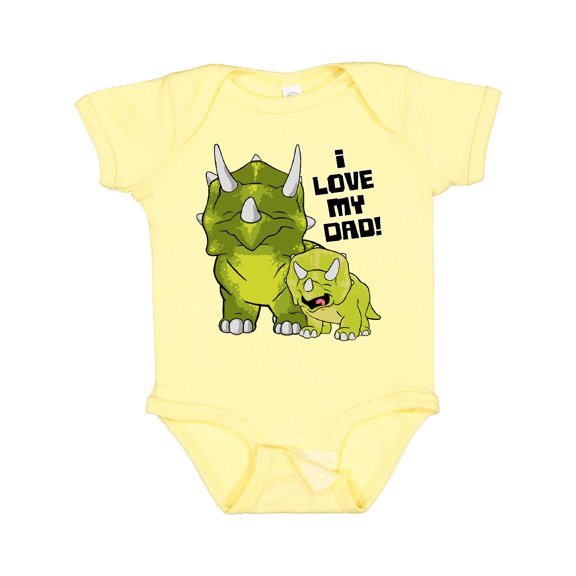 Inktastic I Love my Dad with Baby and Daddy Triceratops Boys or Girls Baby Bodysuit
