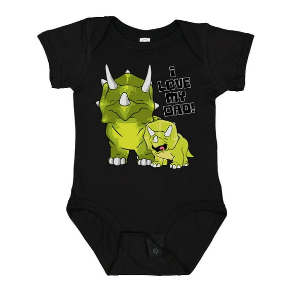 Inktastic I Love my Dad with Baby and Daddy Triceratops Boys or Girls Baby Bodysuit