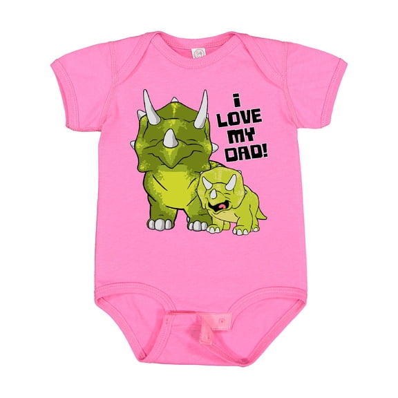Inktastic I Love my Dad with Baby and Daddy Triceratops Boys or Girls Baby Bodysuit