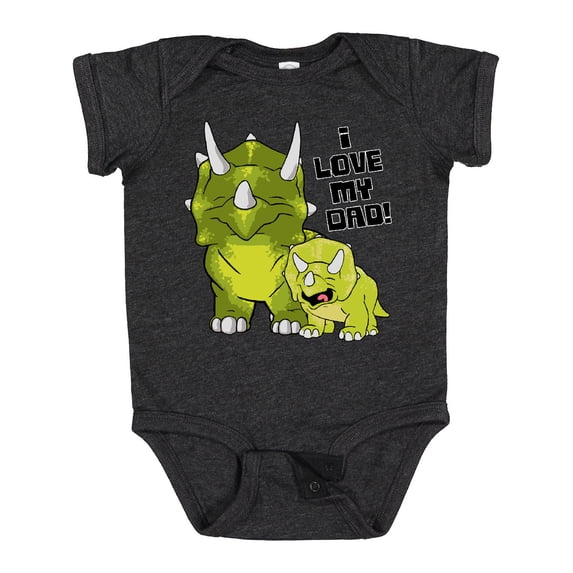 Inktastic I Love my Dad with Baby and Daddy Triceratops Boys or Girls Baby Bodysuit