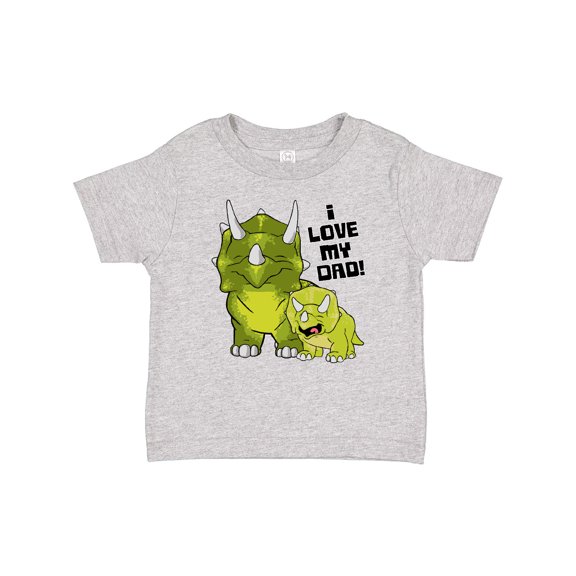 Inktastic I Love my Dad with Baby and Daddy Triceratops Boys or Girls Baby T-Shirt