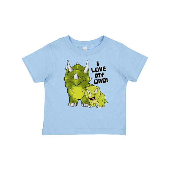 Inktastic I Love my Dad with Baby and Daddy Triceratops Boys or Girls Baby T-Shirt