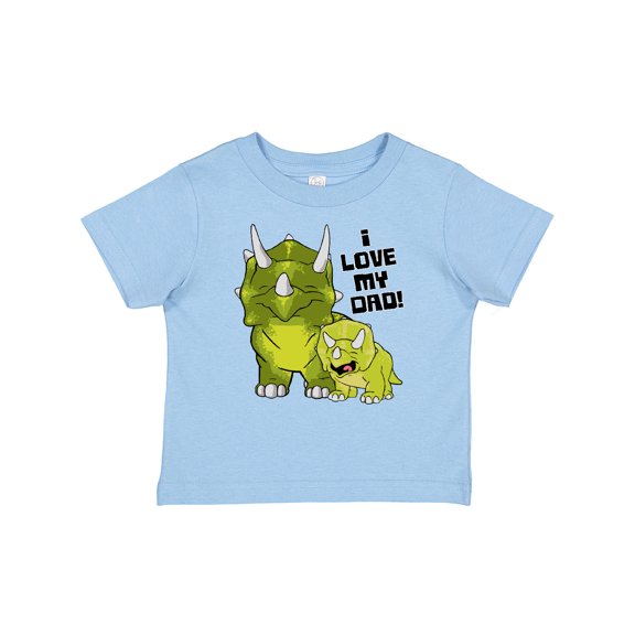 Inktastic I Love my Dad with Baby and Daddy Triceratops Boys or Girls Baby T-Shirt