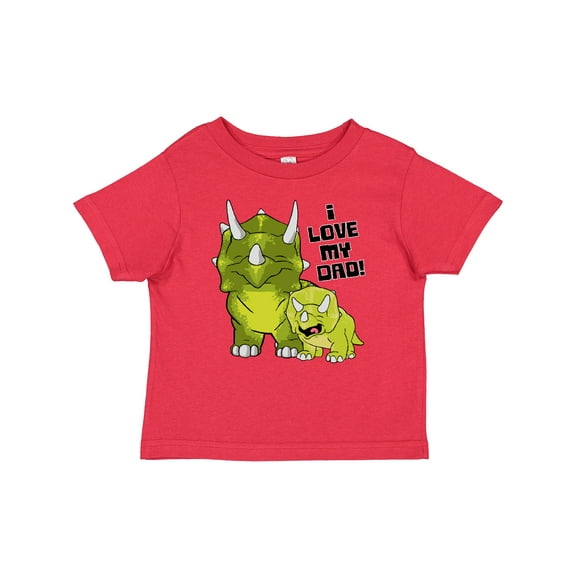 Inktastic I Love my Dad with Baby and Daddy Triceratops Boys or Girls Baby T-Shirt