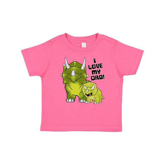 Inktastic I Love my Dad with Baby and Daddy Triceratops Boys or Girls Baby T-Shirt