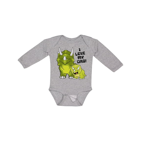Inktastic I Love my Dad with Baby and Daddy Triceratops Boys or Girls Long Sleeve Baby Bodysuit