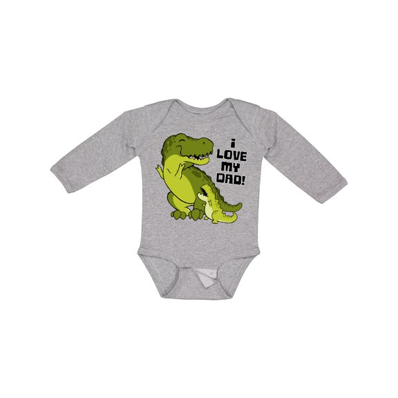 Inktastic I Love my Dad with Baby and Daddy Tyranasaurus Rex Boys or Girls Long Sleeve Baby Bodysuit