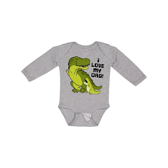 Inktastic I Love my Dad with Baby and Daddy Tyranasaurus Rex Boys or Girls Long Sleeve Baby Bodysuit