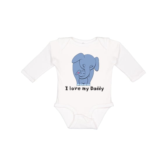 Inktastic I Love my Daddy Elephant Blue Boys Long Sleeve Baby Bodysuit