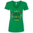 thumbnail image 1 of Inktastic I Love My Grandson Autism Awareness Women's V-Neck T-Shirt, 1 of 5