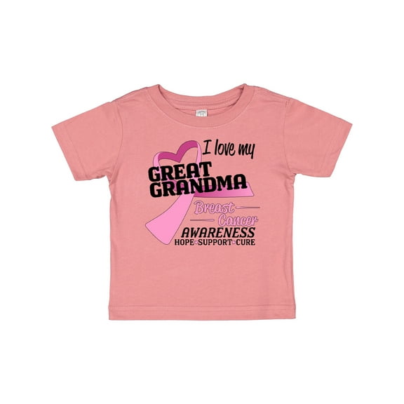 Inktastic I Love my Great Grandma- Breast Cancer Awareness- Hope, Support, Love Boys or Girls Baby T-Shirt