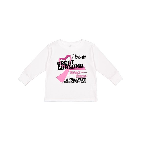 Inktastic I Love my Great Grandma- Breast Cancer Awareness- Hope, Support, Love Boys or Girls Long Sleeve Toddler T-Shirt