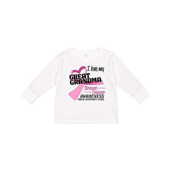 Inktastic I Love my Great Grandma- Breast Cancer Awareness- Hope, Support, Love Boys or Girls Long Sleeve Toddler T-Shirt