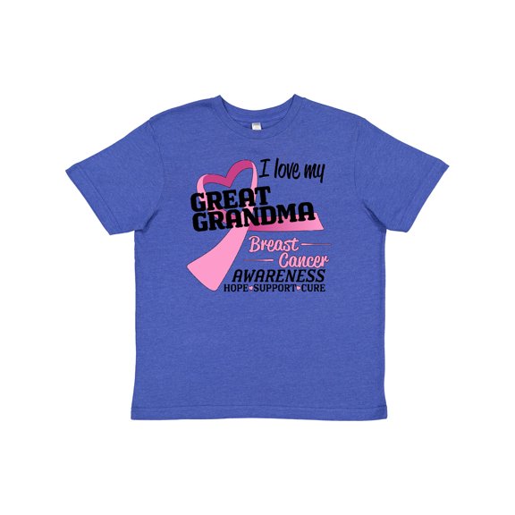 Inktastic I Love my Great Grandma- Breast Cancer Awareness- Hope, Support, Love Youth T-Shirt