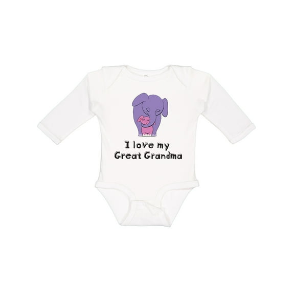 Inktastic I Love My Great Grandma Elephant Girls Long Sleeve Baby Bodysuit