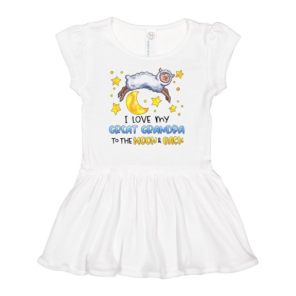 Inktastic I Love my Great Grandpa to the Moon and Back Cute Sheep Girls Baby Dress