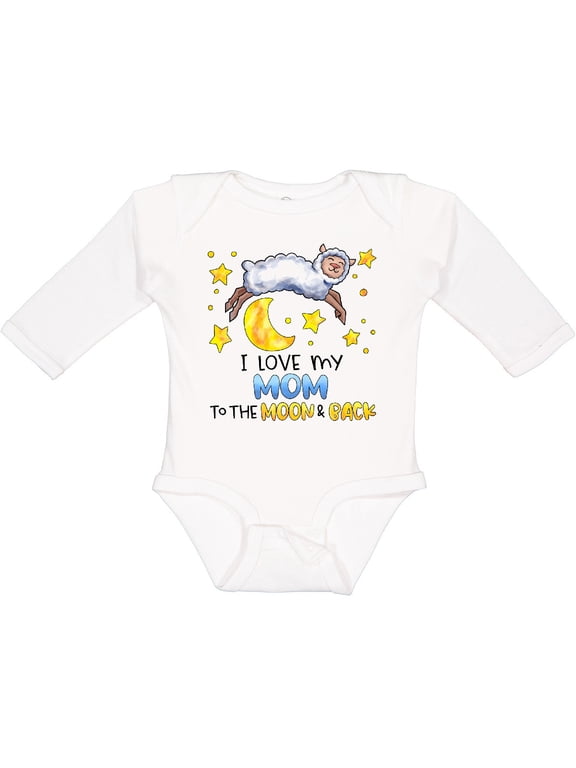 I Love My Mom to the Moon and Back Cute Sheep Boys or Girls Long Sleeve Baby Bodysuit