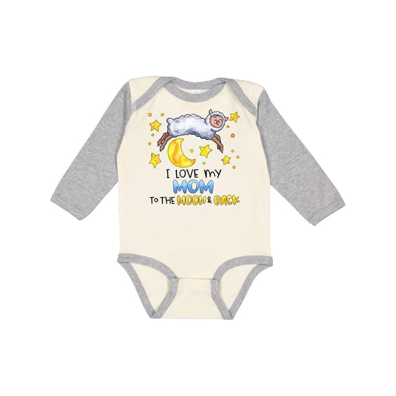 Inktastic I Love My Mom to the Moon and Back Cute Sheep Boys or Girls Long Sleeve Baby Bodysuit