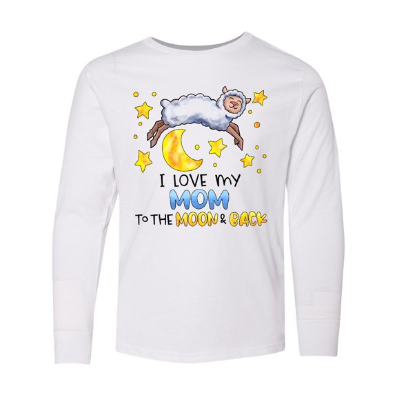 Inktastic I Love my Mom to the Moon and Back Cute Sheep Long Sleeve Youth T-Shirt