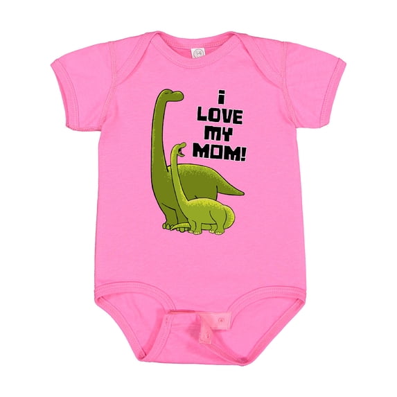Inktastic I Love my Mom with Baby and Mommy Brontosaurus Boys or Girls Baby Bodysuit