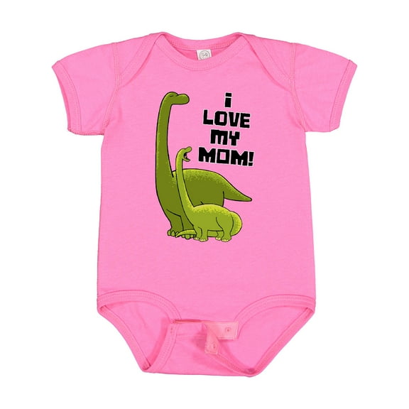 Inktastic I Love my Mom with Baby and Mommy Brontosaurus Boys or Girls Baby Bodysuit