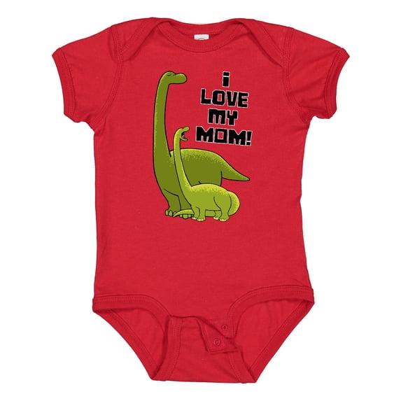 Inktastic I Love my Mom with Baby and Mommy Brontosaurus Boys or Girls Baby Bodysuit