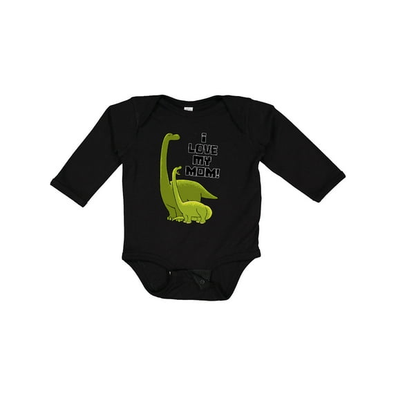 Inktastic I Love My Mom with Baby and Mommy Brontosaurus Boys or Girls Long Sleeve Baby Bodysuit