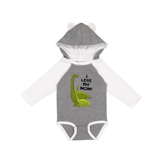 Inktastic I Love My Mom with Baby and Mommy Brontosaurus Boys or Girls Long Sleeve Baby Bodysuit