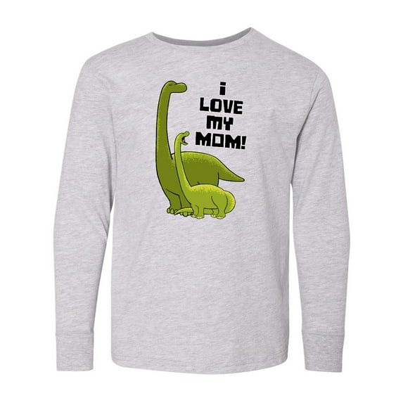 Inktastic I Love my Mom with Baby and Mommy Brontosaurus Long Sleeve Youth T-Shirt