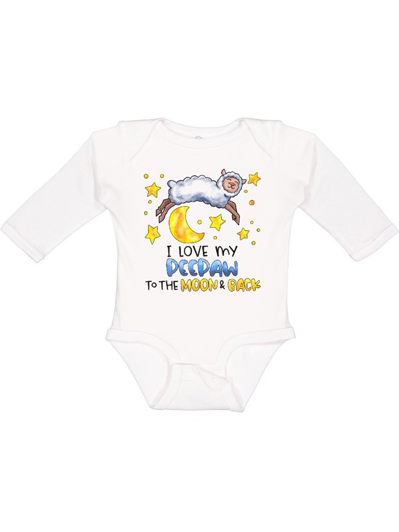 I Love my Peepaw to the Moon and Back Cute Sheep Boys or Girls Long Sleeve Baby Bodysuit