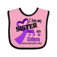 thumbnail image 1 of Inktastic I Love my Sister with Epilepsy Hope, Support, Cure Boys or Girls Baby Bib, 1 of 4