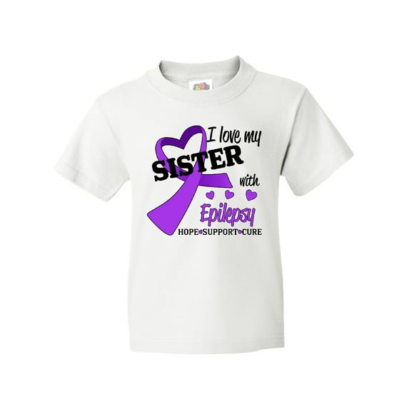 Inktastic I Love my Sister with Epilepsy Hope, Support, Cure Youth T-Shirt