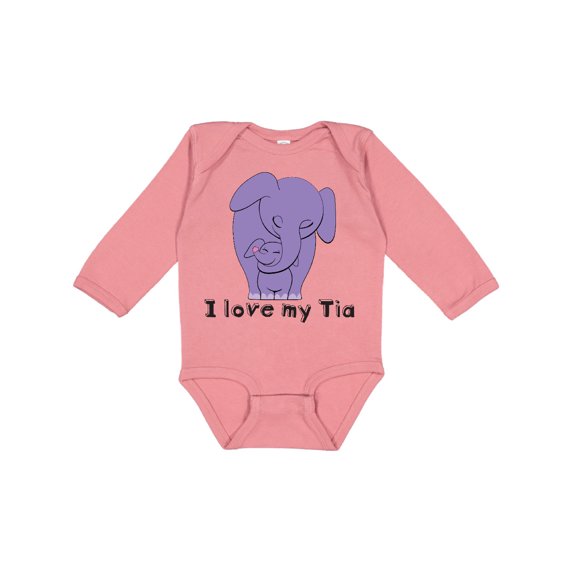 Inktastic I Love my Tia Elephant Purple Boys or Girls Long Sleeve Baby Bodysuit