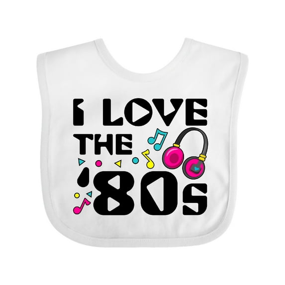 Inktastic I Love the '80s-musical Notes Boys or Girls Baby Bib