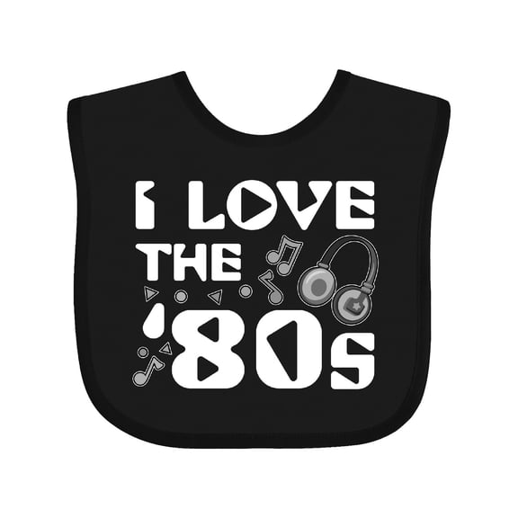 Inktastic I Love the '80s-musical Notes Boys or Girls Baby Bib