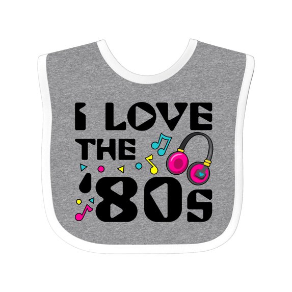Inktastic I Love the '80s-musical Notes Boys or Girls Baby Bib