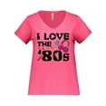 thumbnail image 1 of Inktastic I Love the '80s-musical Notes Women's Plus Size V-Neck T-Shirt, 1 of 4