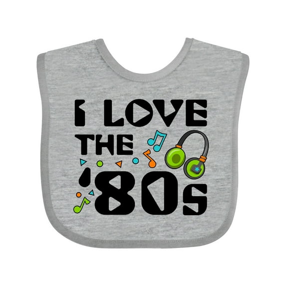 Inktastic I Love the '80s-musical notes Boys or Girls Baby Bib
