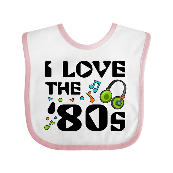 Inktastic I Love the '80s-musical notes Boys or Girls Baby Bib