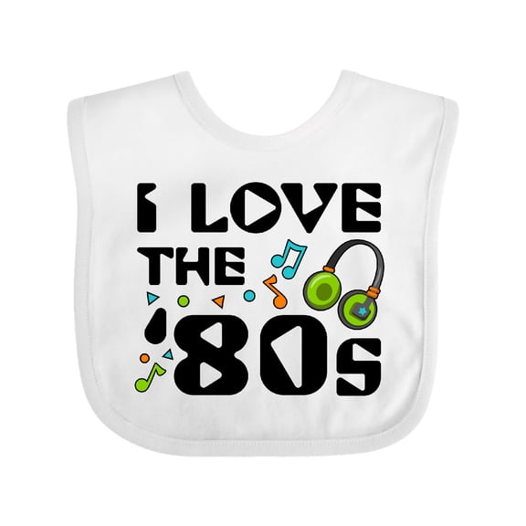Inktastic I Love the '80s-musical notes Boys or Girls Baby Bib