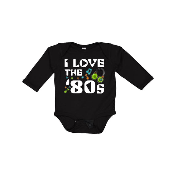 Inktastic I Love the '80s-musical notes Boys or Girls Long Sleeve Baby Bodysuit