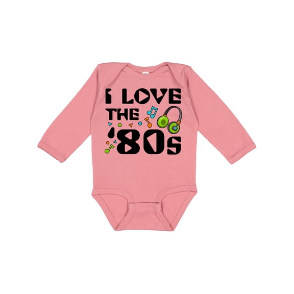 Inktastic I Love the '80s-musical notes Boys or Girls Long Sleeve Baby Bodysuit