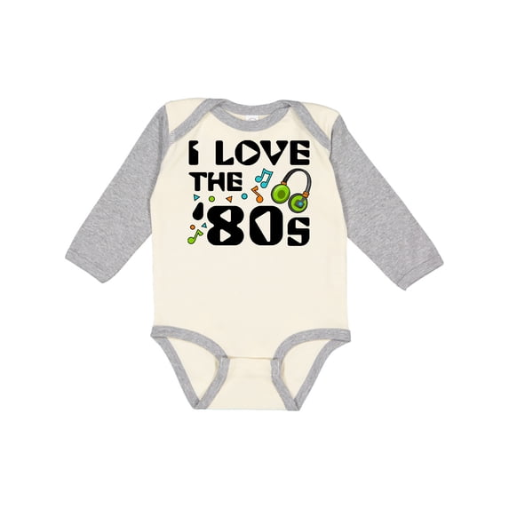 Inktastic I Love the '80s-musical notes Boys or Girls Long Sleeve Baby Bodysuit