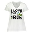 thumbnail image 1 of Inktastic I Love the '80s-musical notes Women's Plus Size V-Neck T-Shirt, 1 of 5